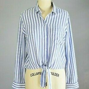 Rails blue and white striped long sleeve button dn